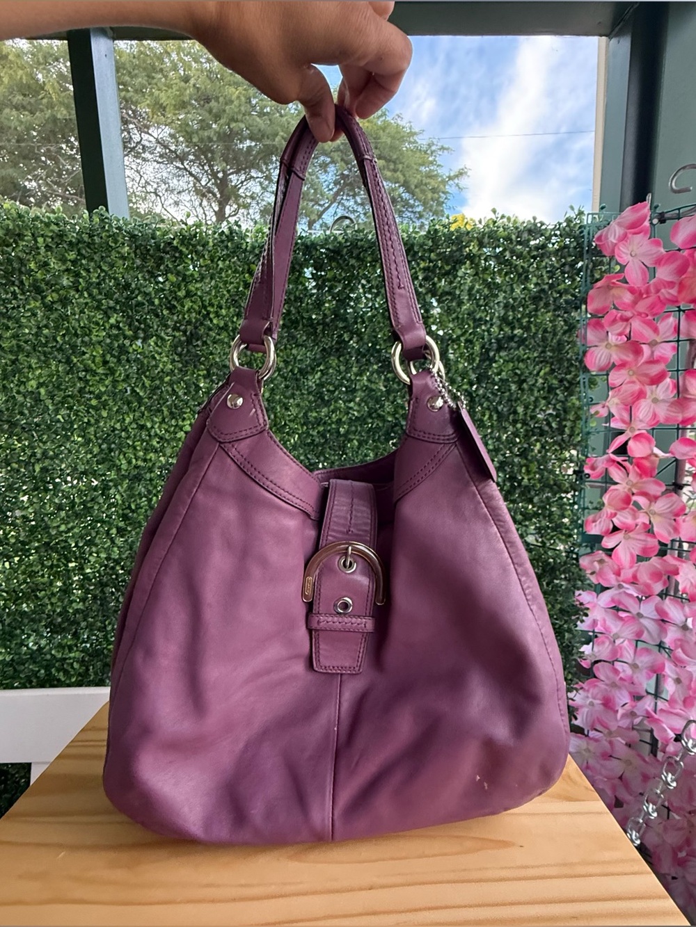 Coach Soho F17092 Grape Purple Leather Hobo Shoulder Bag Y2K